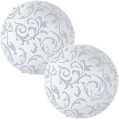  - Modern 2 Pack White Flush Ceiling Light With Satin Glass Shade