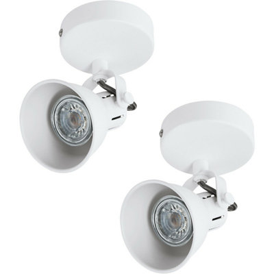  - Modern 2-Pack White Steel Wall Spot Lights With Gu10 3.3W Bulbs