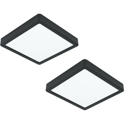 Modern Black Led Wall And Ceiling Light2 Pack210mm Square16.5W3000K from B&Q