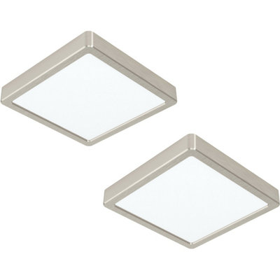 2-Pack Modern Satin Nickel Ceiling Light210mm Square Led Fixture 16.5W 3000K from B&Q