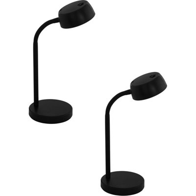  - 2 Pack Modern Black Table Desk Lamps With Led Bulbs And Rocker Switch