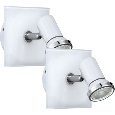  - Elegant 2 Pack Wall LightIp44 Bathroom Fixture With White Chrome Shade And Gu10 Bulbs