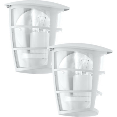 2 Pack Ip44 Outdoor White Glass LanternsModern Porch Lights With E27 Bulbs from B&Q