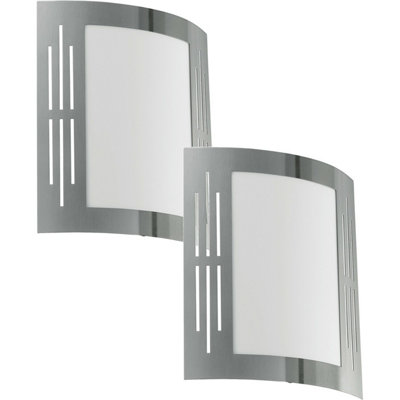 2 Pack Stainless Steel Ip44 Outdoor Wall LightModern Square Porch Lamp from B&Q