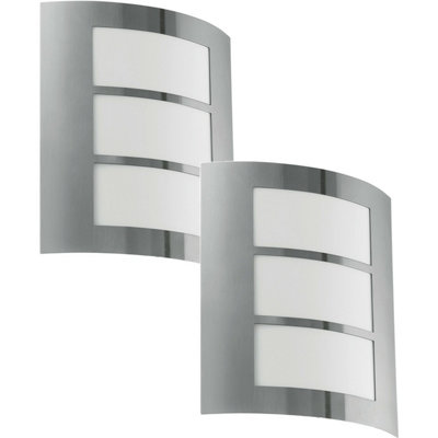 Stylish 2 Pack Ip44 Outdoor Wall LightsModern Stainless Steel Porch Lamps from B&Q