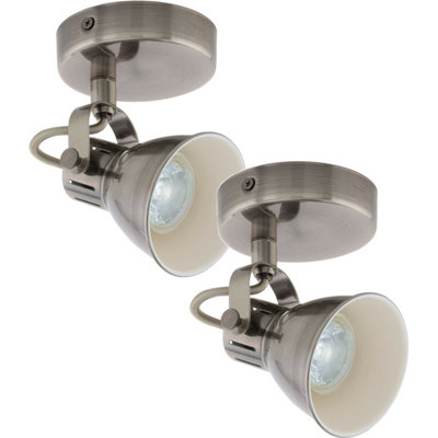 Elegant 2 Pack Wall Spot Lights In Antique Creme And Nickel Finish With Gu10 Bulbs from B&Q