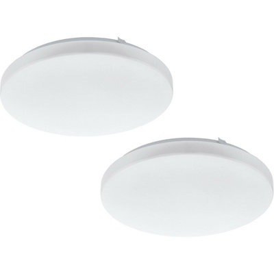 2 Pack Modern White Led Flush Ceiling Lights With Plastic Shade from B&Q