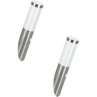 2 Pack Ip44 Outdoor Wall Lights With Motion SensorStainless Steel 12W E27