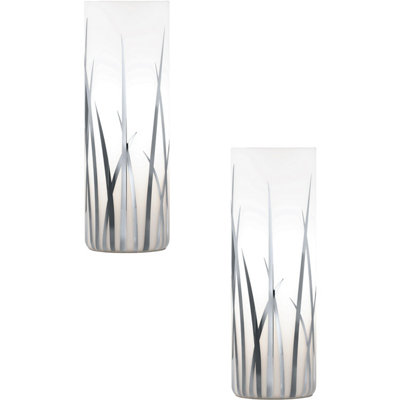  - Set Of 2 Modern Table Desk Lamps With White Chrome And Glass Shade