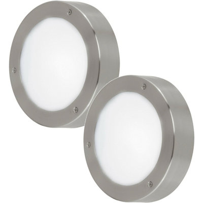 2 Pack Ip44 Outdoor Stainless Steel Wall Lights With Built-In Led from B&Q