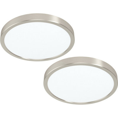  - 2 Pack Modern Satin Nickel Ceiling Lights285mm Round 20W Led 4000K