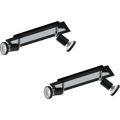 Black Chrome 2 Pack Wall And Ceiling Spot Lights With Gu10 Bulbs from B&Q