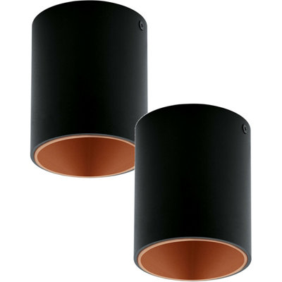 - Modern 2 Pack Black And Copper Round Led Downlights For Wall And Ceiling
