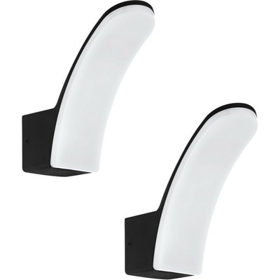 Set Of 2 Ip44 Outdoor Black Aluminium Wall Lights With 11W Built-In Led from B&Q