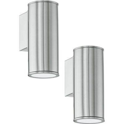 2 Pack Stainless Steel Ip44 Outdoor Wall Lights With Gu10 Bulbs from B&Q
