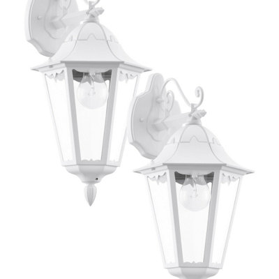 Set Of 2 Ip44 Outdoor Wall LightsWhite Traditional Lanterns For Porch And Garden from B&Q