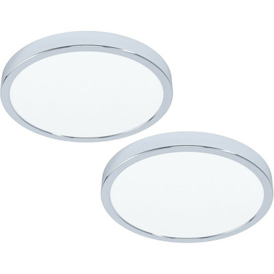Modern 2 Pack Chrome Led Ceiling Lights With White Plastic Shades from B&Q