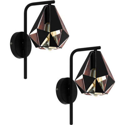 Stylish 2 Pack Led Wall Light Sconce In Black And Antique Copper Finish from B&Q