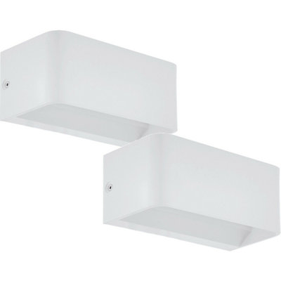 B&Q 2 Pack Led Wall Lights - Modern Long Box Design With 10W Bulbs Included White