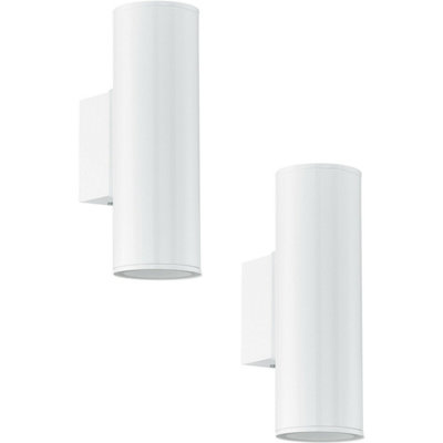 2 Pack Ip44 Outdoor Wall LightModern White Up & Down Porch Lamp With Gu10 Bulbs from B&Q