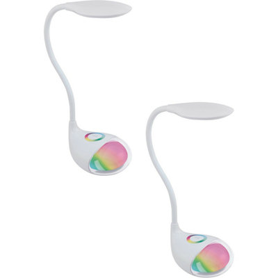 Loops 2 Pack Table Lamp Colour White Plastic Touch On/Off Dimmable Led 2.2W 0.3W - Image 3