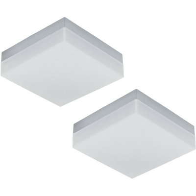  - 2 Pack White Ip44 Outdoor Wall Light With Built-In Led For Modern Porches