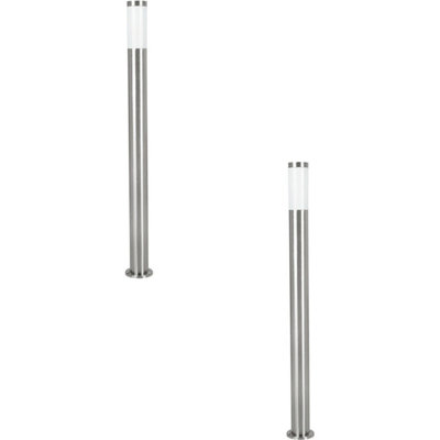  - 2 Pack Stainless Steel Ip44 Outdoor Bollard Lights12W E27 Driveway Post