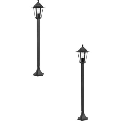 Set Of 2 Stylish Ip44 Outdoor Bollard LightsBlack Cast Aluminium 60W Tall Lamp Post from B&Q