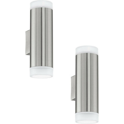  - 2 Pack Ip44 Outdoor Up & Down Wall LightStainless Steel Gu10 Porch Lamp