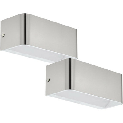  - 2 Pack Satin Nickel Led Wall LightsModern Interior Sconces With 10W Bulbs