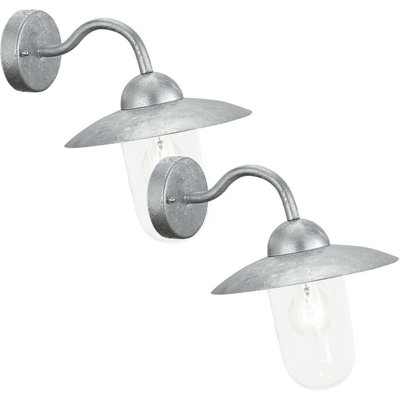 2 Pack Of Modern Ip44 Outdoor Wall LightsZinc Plated Steel E27 Porch Lamps from B&Q