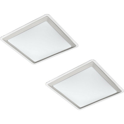 Modern 2-Pack White Led Flush Ceiling Lights With Silver Shade from B&Q