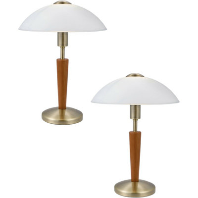 Set Of 2 Modern Table Lamps With Touch Control And Satin Glass Shade from B&Q
