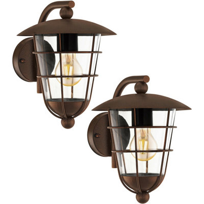 2 Pack Ip44 Outdoor Brown Fisherman Lanterns60W E27 Porch Lamps from B&Q