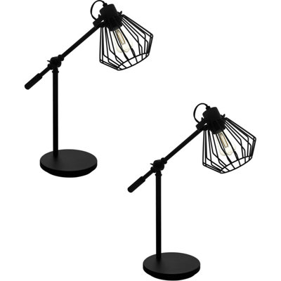 B&Q Stylish 2 Pack Table Desk Lamps With Adjustable Shades Black