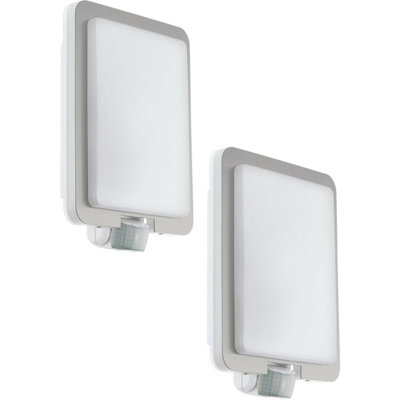  - 2 Pack Ip44 Outdoor Wall Lights With Pir SensorModern Stainless Steel Design