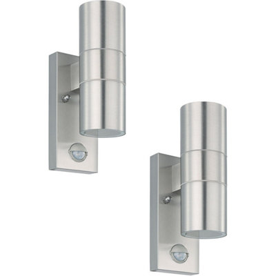  - 2 Pack Ip44 Waterproof Outdoor Wall Lights With Pir Motion SensorStainless Steel Gu10