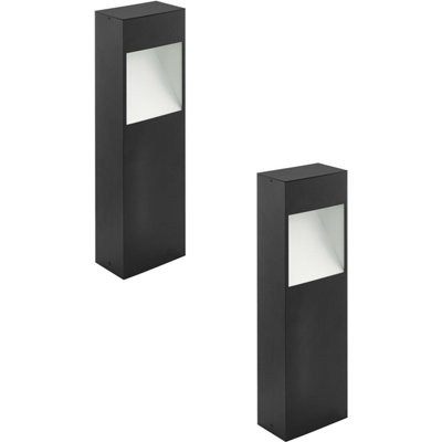 2 Pack Ip44 Outdoor Pedestal LightsModern Anthracite & White Square Post 10W Led from B&Q