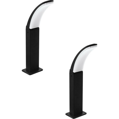  - 2 Pack Ip44 Rated Black Aluminium Outdoor Led Pedestal LightsModern Wall Post Lamps