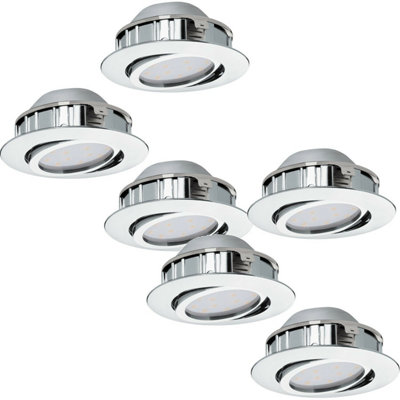 Modern 6W Led Flush Ceiling DownlightChrome Recessed Spotlight Pack Options from B&Q