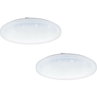  - Modern 2-Pack White Led Flush Ceiling Lights With Crystal Effect