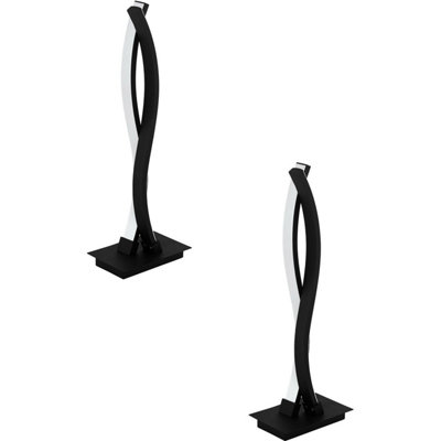 B&Q 2 Pack Modern Table Desk Lamps With Shades And 10W Led Bulbs Included Black/White