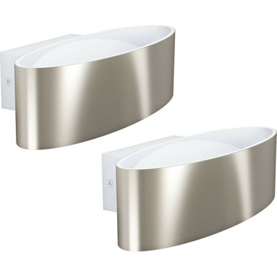  - 2-Pack Modern Led Wall Lights With Satin Nickel Finish And Transparent Shades