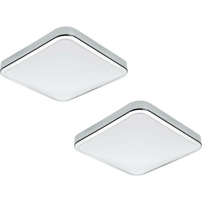  - 2 Pack Modern Chrome Led Ceiling Lights For Bathroom Ip44