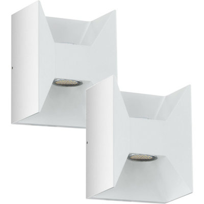 2 Pack Ip44 Outdoor Wall LightsModern White Cast Aluminium 2.5W Led Porch Lamps from B&Q