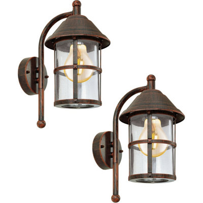 2 Pack Of Antique Brown Outdoor Wall LightsDurable Zinc Plated Steel With E27 Socket from B&Q