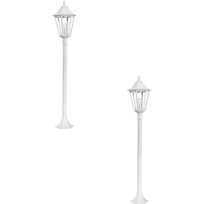 2 Pack Ip44 Outdoor Bollard LightsStylish White Aluminium Lanterns For Pathways from B&Q