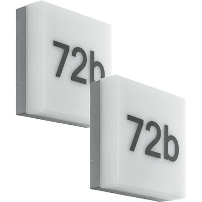 B&Q 2 Pack Ip44 Outdoor Wall With House Number - 8.2W Led Porch Lamp In Light/Anthracite