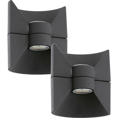 B&Q 2 Pack Modern Ip44 Outdoor Up & Down Wall - Aluminium Led Lamp Light/Anthracite