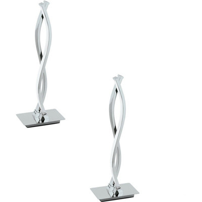 Modern Chrome Table Lamp Set With Led Bulbs2 Pack For Stylish Interiors from B&Q
